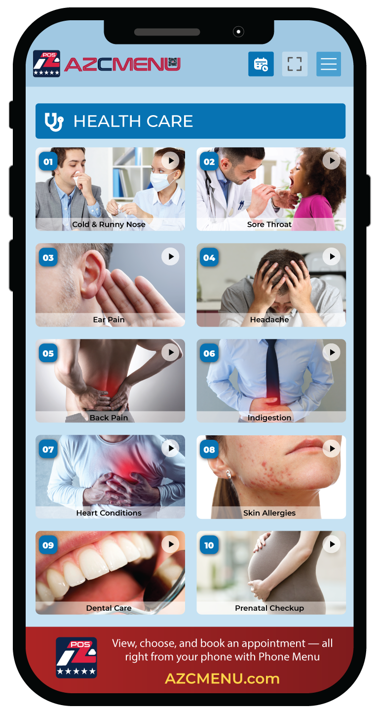 AZCHANNELS - Phone Menu & QR Menu - Clinics & Medical Practices